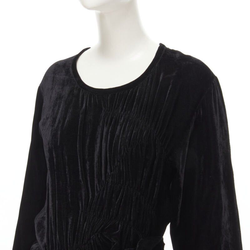 Comme des Garcons COMME DES GARCONS 1980's Vintage black velvet irregular shirred midi dress M Size M / US 6-8 / IT 42-44 - 7 Thumbnail