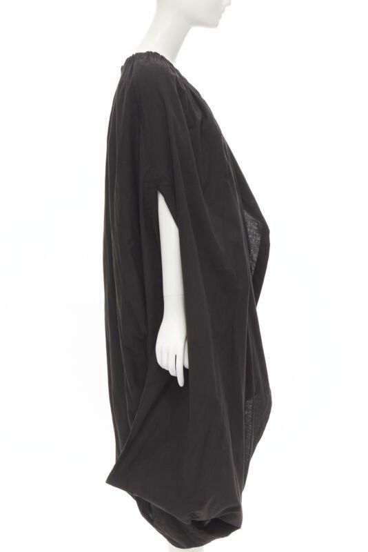 Comme des Garcons COMME DES GARCONS 1980's Vintage black washed asymmetric draped cocoon dress Size L / US 10 / IT 46 - 4 Thumbnail