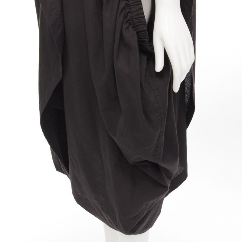 Comme des Garcons COMME DES GARCONS 1980's Vintage black washed asymmetric draped cocoon dress Size L / US 10 / IT 46 - 8 Thumbnail