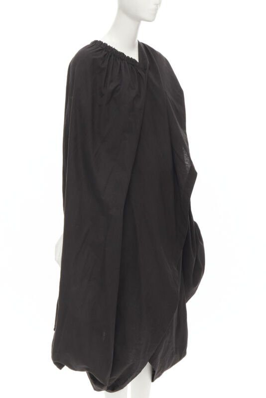 Comme des Garcons COMME DES GARCONS 1980's Vintage black washed asymmetric draped cocoon dress Size L / US 10 / IT 46 - 3 Thumbnail