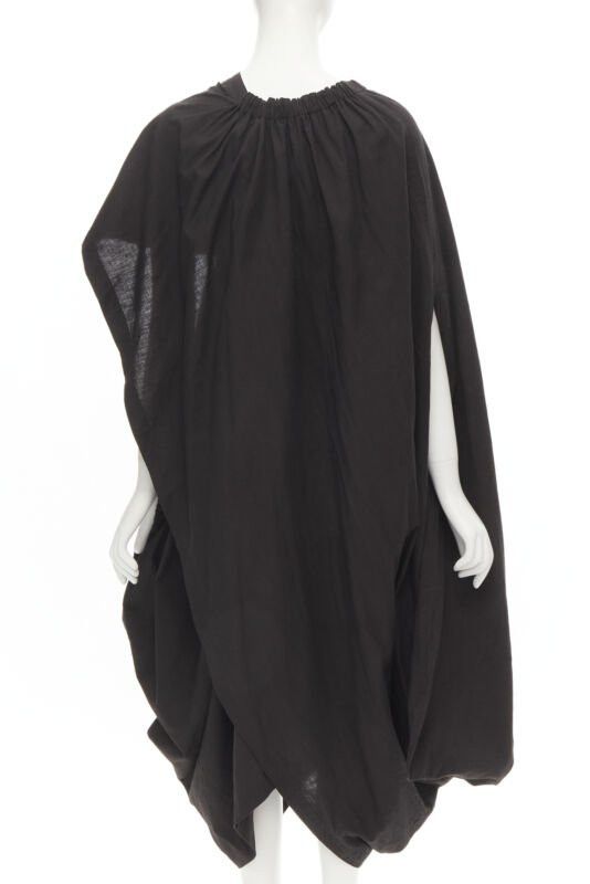 Comme des Garcons COMME DES GARCONS 1980's Vintage black washed asymmetric draped cocoon dress Size L / US 10 / IT 46 - 5 Thumbnail