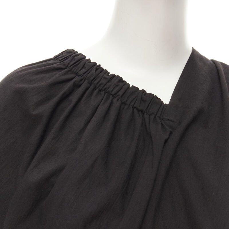 Comme des Garcons COMME DES GARCONS 1980's Vintage black washed asymmetric draped cocoon dress Size L / US 10 / IT 46 - 7 Thumbnail