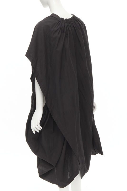 Comme des Garcons COMME DES GARCONS 1980's Vintage black washed asymmetric draped cocoon dress Size L / US 10 / IT 46 - 6 Thumbnail