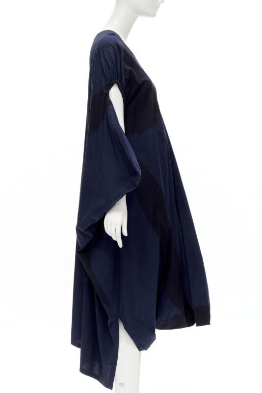 Comme des Garcons rare COMME DES GARCONS Vintage 1980's blue brushstroke angular trapeze dress Size S / US 4 / IT 40 - 4 Thumbnail