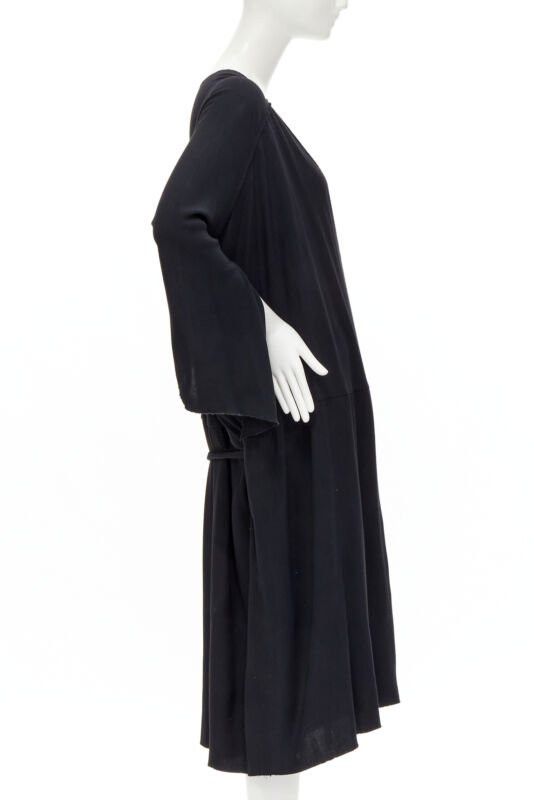 Comme des Garcons rare COMME DES GARCONS Vintage 1980's black asymmetric wrap kimono robe dress Size ONE SIZE - 4 Thumbnail