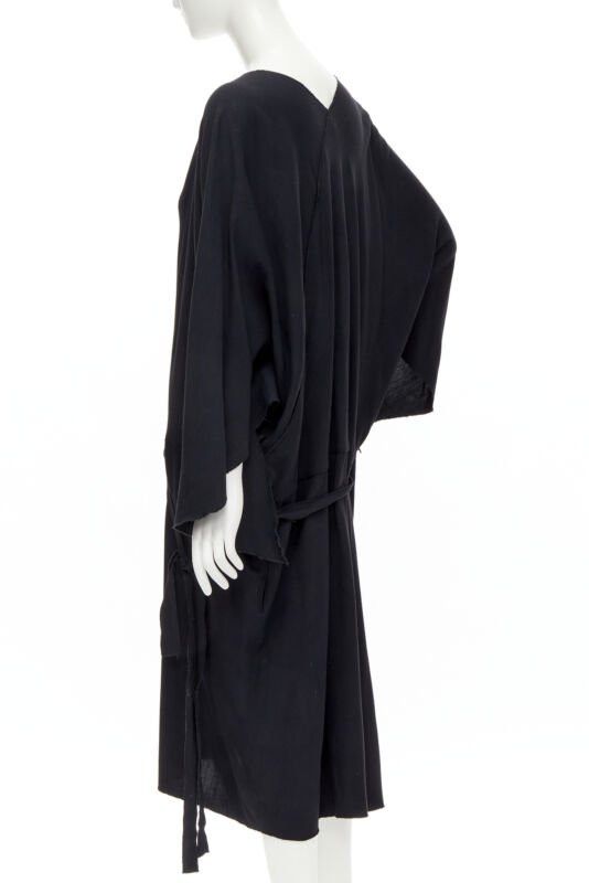 Comme des Garcons rare COMME DES GARCONS Vintage 1980's black asymmetric wrap kimono robe dress Size ONE SIZE - 6 Thumbnail