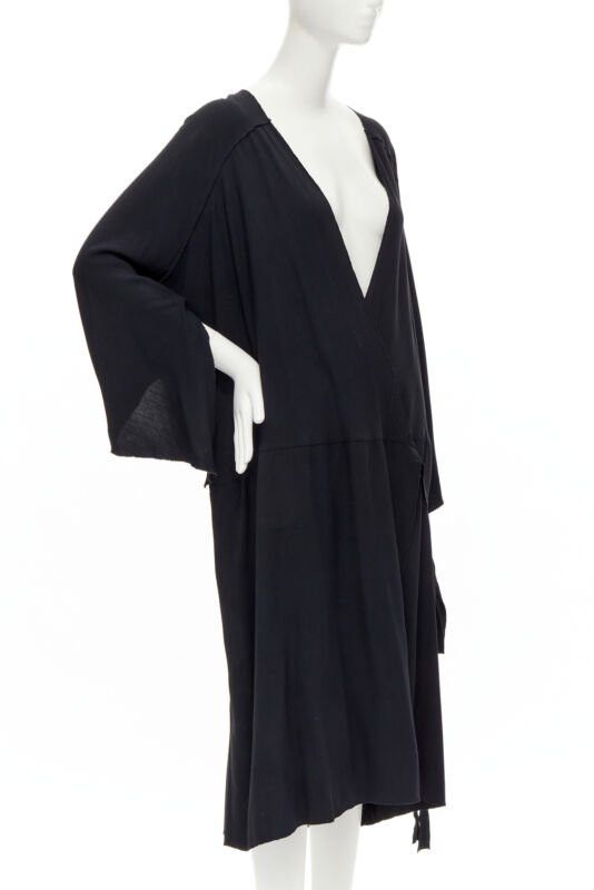 Comme des Garcons rare COMME DES GARCONS Vintage 1980's black asymmetric wrap kimono robe dress Size ONE SIZE - 3 Thumbnail