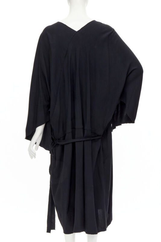 Comme des Garcons rare COMME DES GARCONS Vintage 1980's black asymmetric wrap kimono robe dress Size ONE SIZE - 5 Thumbnail