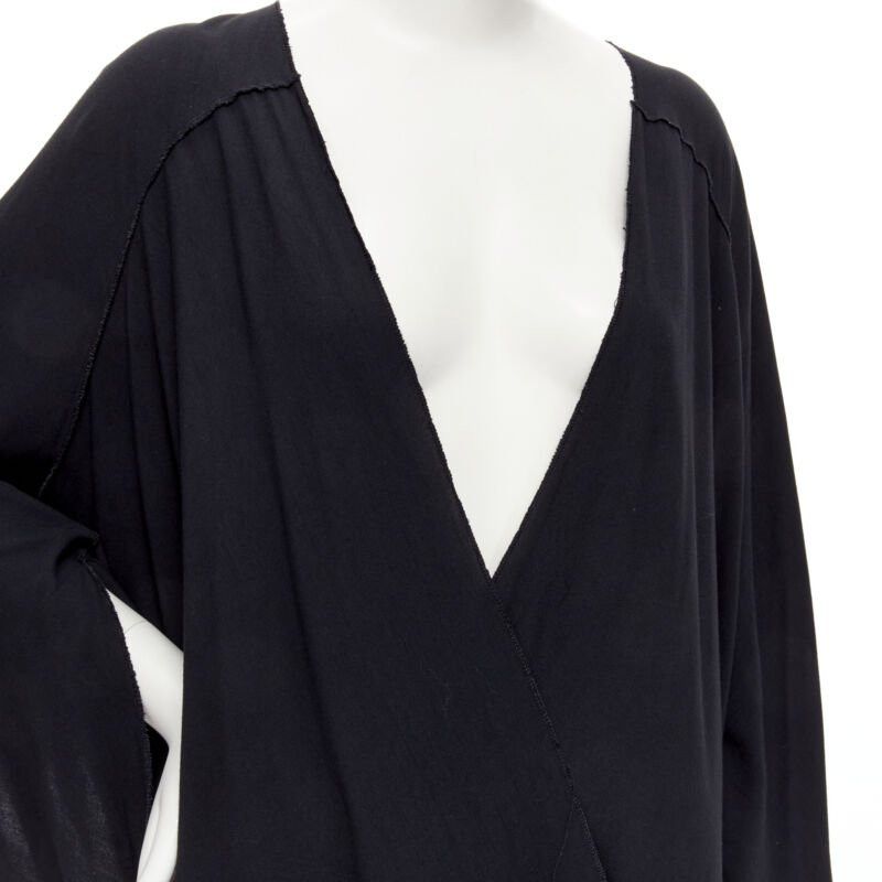 Comme des Garcons rare COMME DES GARCONS Vintage 1980's black asymmetric wrap kimono robe dress Size ONE SIZE - 7 Thumbnail