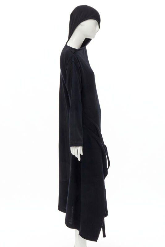 Comme des Garcons rare COMME DES GARCONS 1980's Vintage black asymmetric neckline hooded dress M Size S / US 4 / IT 40 - 4 Thumbnail