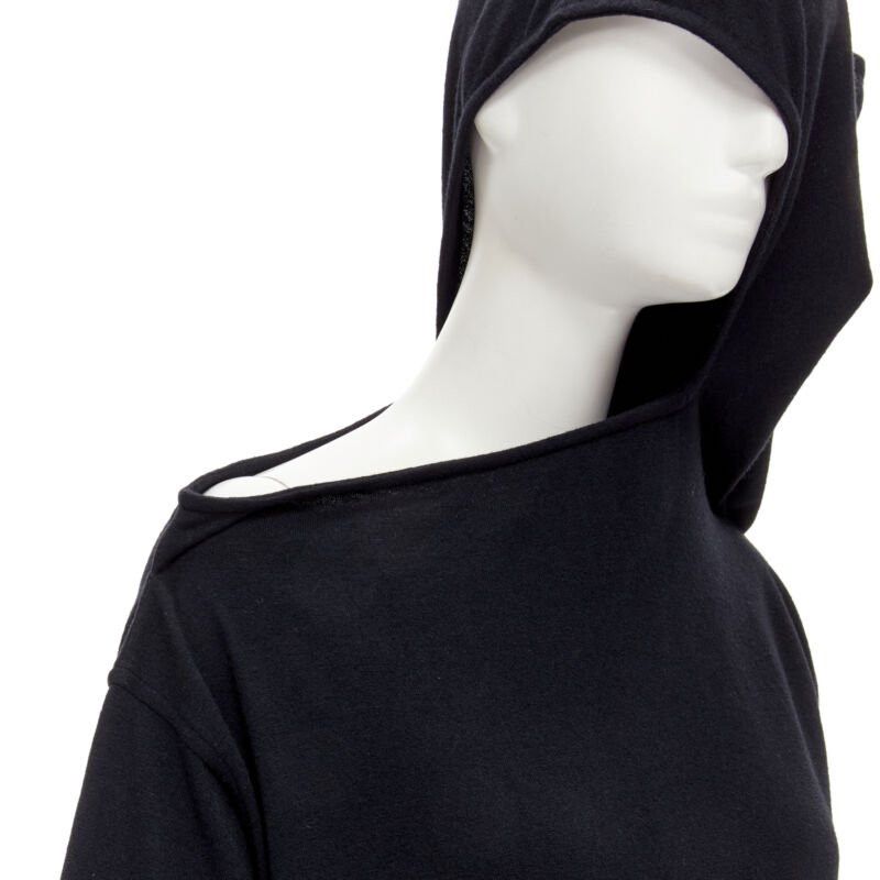 Comme des Garcons rare COMME DES GARCONS 1980's Vintage black asymmetric neckline hooded dress M Size S / US 4 / IT 40 - 2 Thumbnail