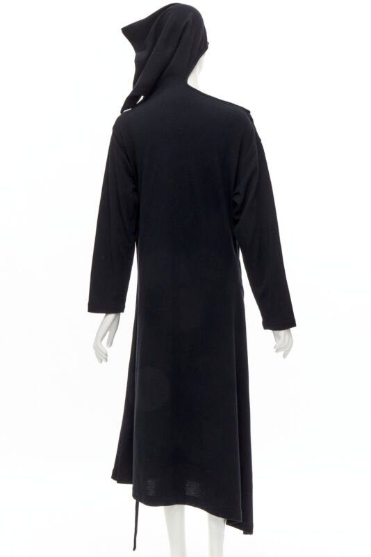 Comme des Garcons rare COMME DES GARCONS 1980's Vintage black asymmetric neckline hooded dress M Size S / US 4 / IT 40 - 5 Thumbnail