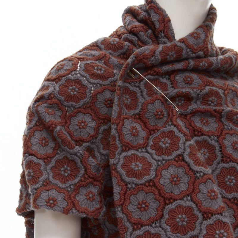 Comme des Garcons Runway COMME DES GARCONS 1999 Vintage brown floral macrame wrap top ruffle skirt Size XS / US 0-2 / IT 36-38 - 2 Thumbnail