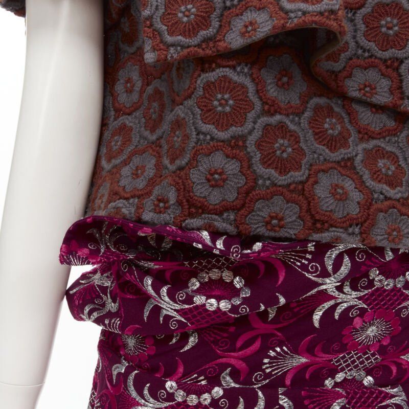Comme des Garcons Runway COMME DES GARCONS 1999 Vintage brown floral macrame wrap top ruffle skirt Size XS / US 0-2 / IT 36-38 - 9 Thumbnail