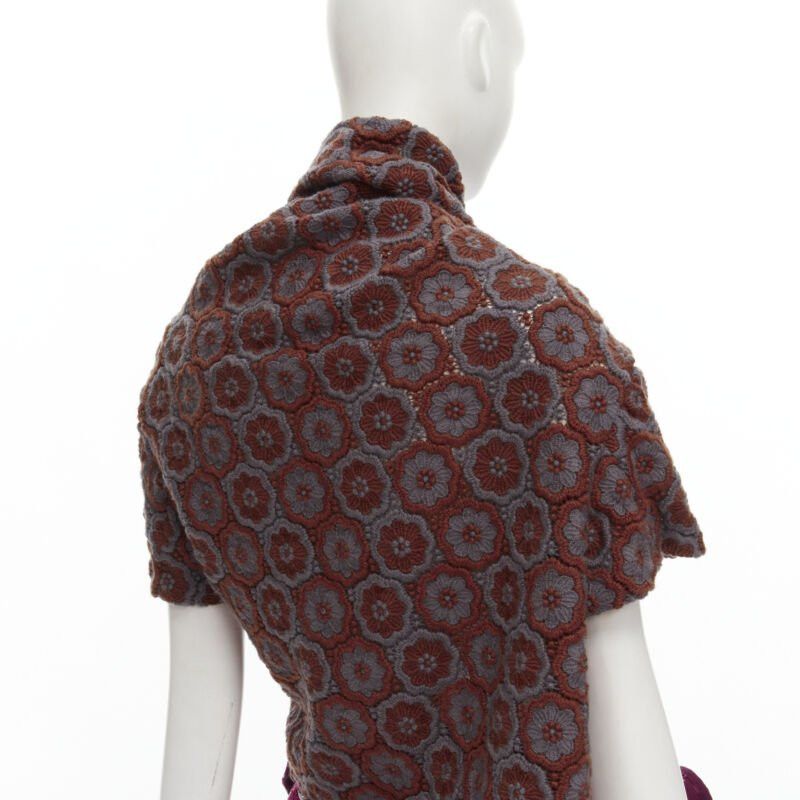 Comme des Garcons Runway COMME DES GARCONS 1999 Vintage brown floral macrame wrap top ruffle skirt Size XS / US 0-2 / IT 36-38 - 7 Thumbnail