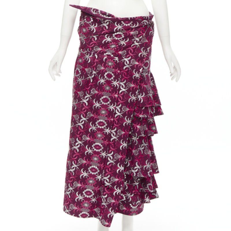 Comme des Garcons Runway COMME DES GARCONS 1999 Vintage brown floral macrame wrap top ruffle skirt Size XS / US 0-2 / IT 36-38 - 10 Thumbnail