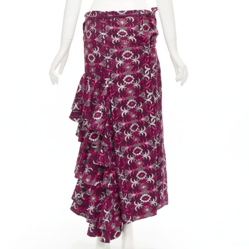 Comme des Garcons Runway COMME DES GARCONS 1999 Vintage brown floral macrame wrap top ruffle skirt Size XS / US 0-2 / IT 36-38 - 11 Thumbnail