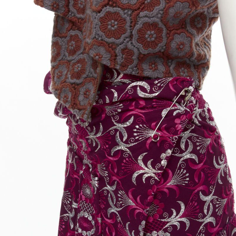 Comme des Garcons Runway COMME DES GARCONS 1999 Vintage brown floral macrame wrap top ruffle skirt Size XS / US 0-2 / IT 36-38 - 8 Thumbnail