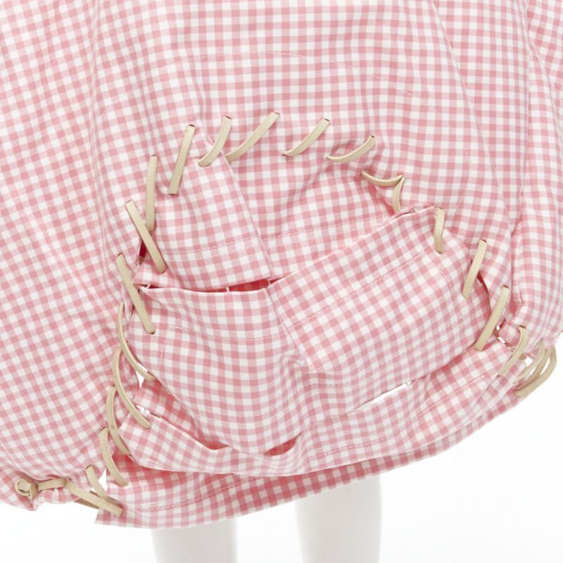 Comme des Garcons rare COMME DES GARCONS Vintage 2004 Runway pink checked Punk balloon skirt Size 26" / US 2 / IT 38 - 2 Thumbnail