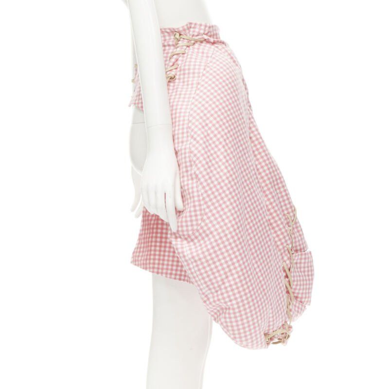 Comme des Garcons rare COMME DES GARCONS Vintage 2004 Runway pink checked Punk balloon skirt Size 26" / US 2 / IT 38 - 4 Thumbnail