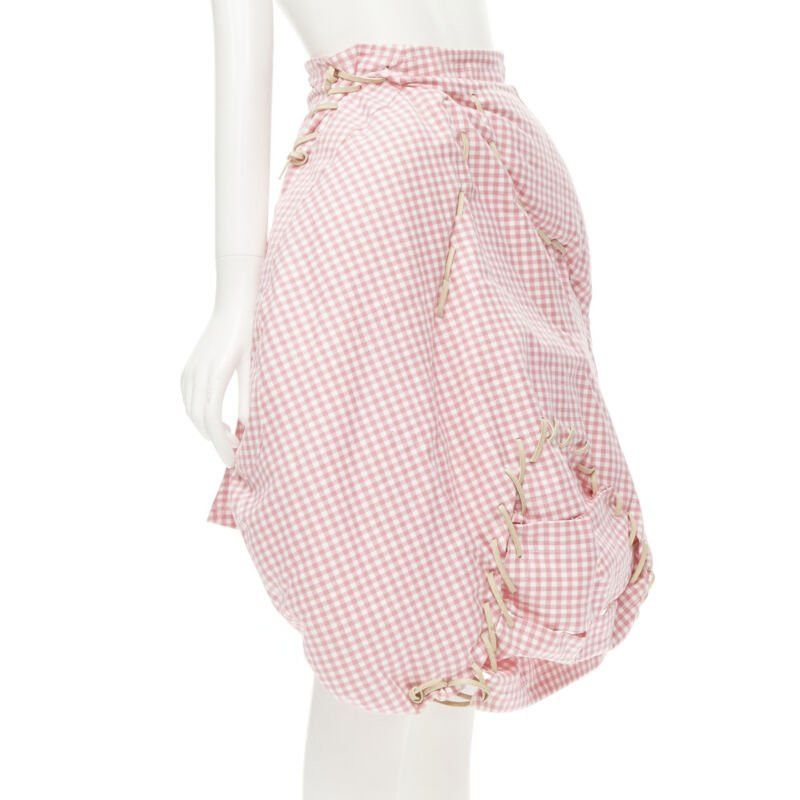 Comme des Garcons rare COMME DES GARCONS Vintage 2004 Runway pink checked Punk balloon skirt Size 26" / US 2 / IT 38 - 3 Thumbnail