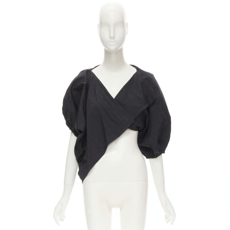 Comme des Garcons COMME DES GARCONS 1980's Vintage black crinkled nylon twist back shrug jacket Size M / US 6-8 / IT 42-44 - 10 Thumbnail