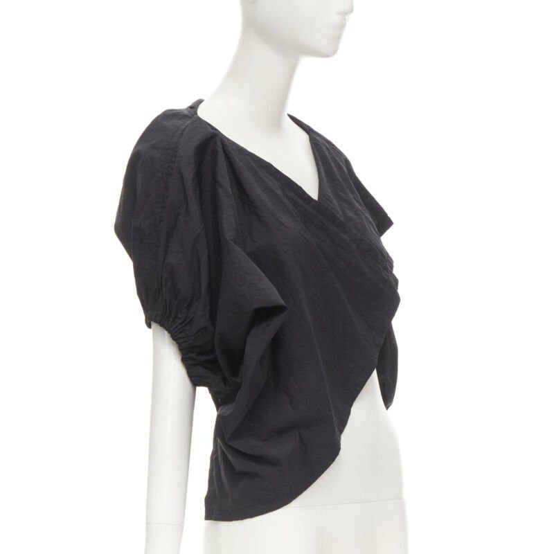Comme des Garcons COMME DES GARCONS 1980's Vintage black crinkled nylon twist back shrug jacket Size M / US 6-8 / IT 42-44 - 3 Thumbnail