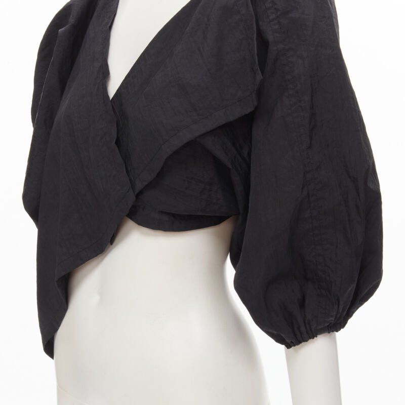 Comme des Garcons COMME DES GARCONS 1980's Vintage black crinkled nylon twist back shrug jacket Size M / US 6-8 / IT 42-44 - 6 Thumbnail