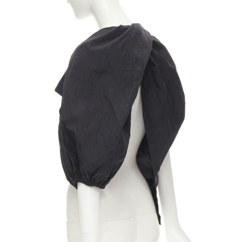Comme des Garcons COMME DES GARCONS 1980's Vintage black crinkled nylon twist back shrug jacket Size M / US 6-8 / IT 42-44 - 5 Thumbnail