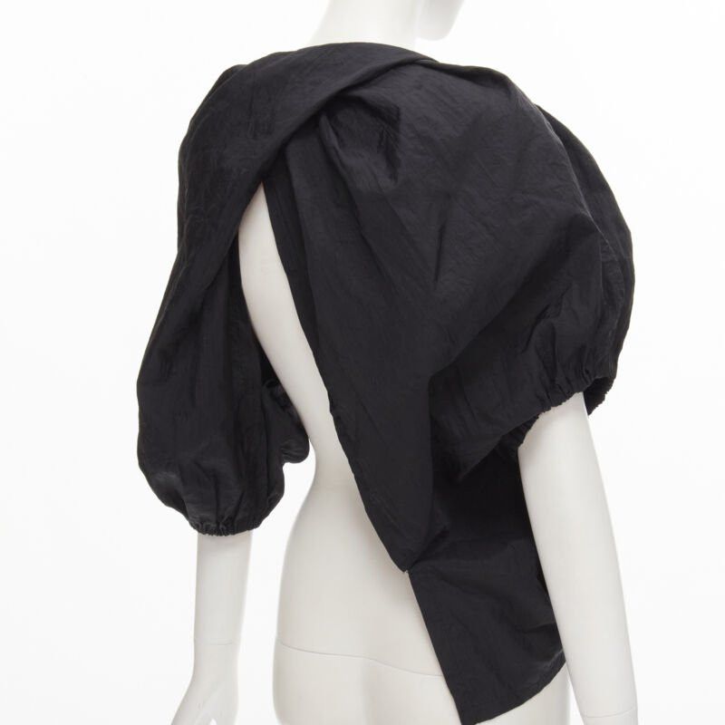 Comme des Garcons COMME DES GARCONS 1980's Vintage black crinkled nylon twist back shrug jacket Size M / US 6-8 / IT 42-44 - 8 Thumbnail