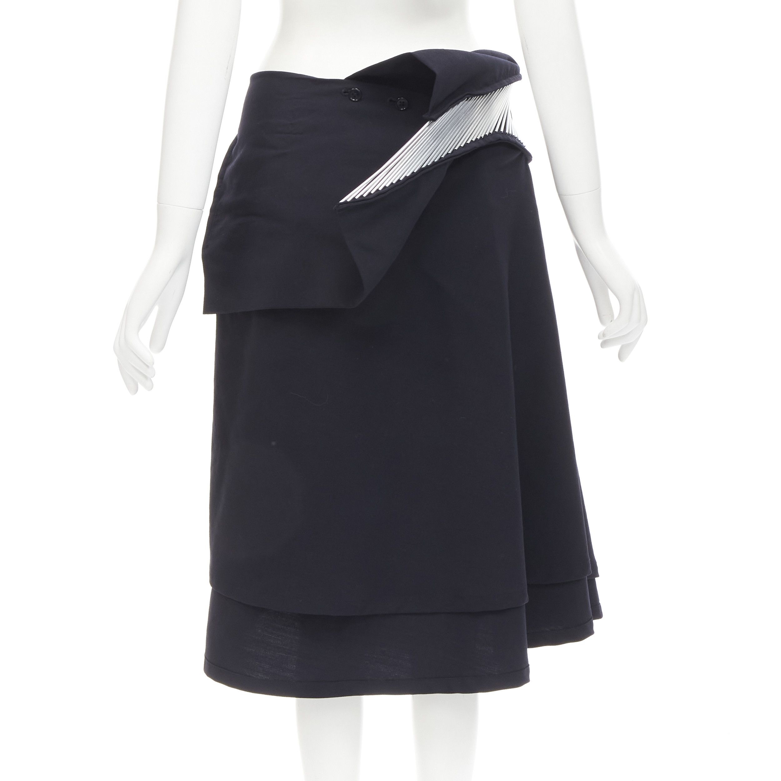 Junya Watanabe rare JUNYA WATANABE Vintage 1998 Runway silver architectural metal midi skirt Size 27" / US 4 / IT 40 - 5 Thumbnail