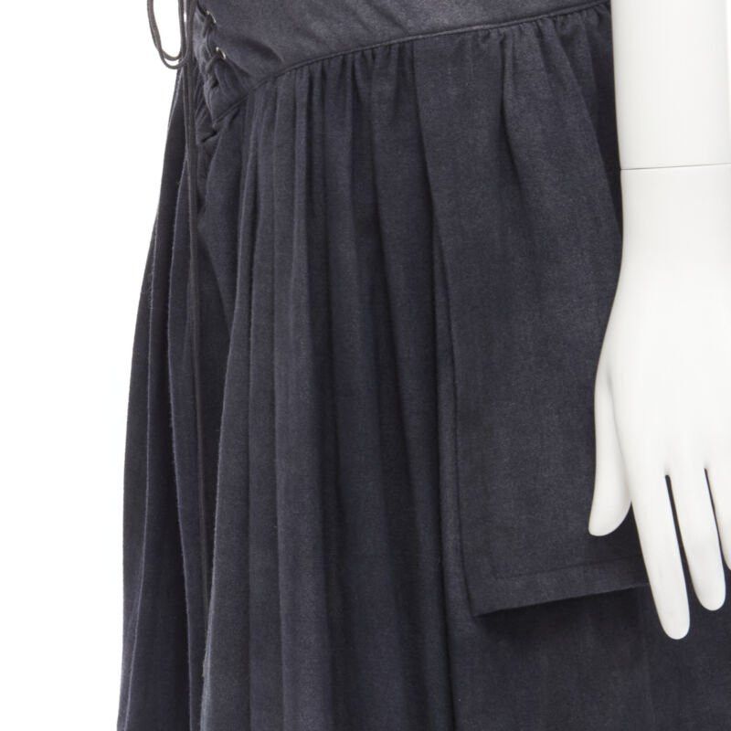 Comme des Garcons COMME DES GARCONS 1980's Vintage grey wool corset lace tiered flared skirt S Size 27" / US 4 / IT 40 - 8 Thumbnail