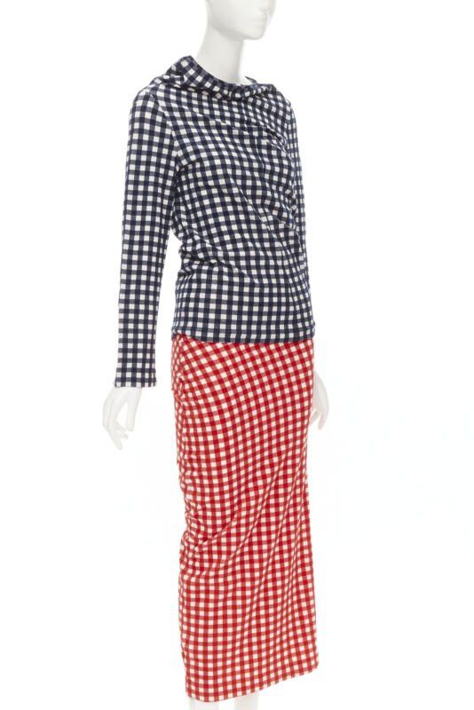 Comme des Garcons COMME DES GARCONS 1997 Vintage Lumps and Bumps gingham checked blue red set Size S / US 4 / IT 40 - 2 Thumbnail