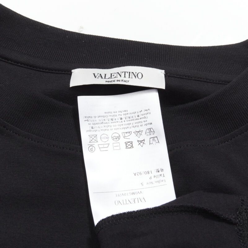 Valentino VALENTINO floral lace breast pocket white logo black cotton tshirt S Size US S / EU 44-46 / 1 - 8 Thumbnail