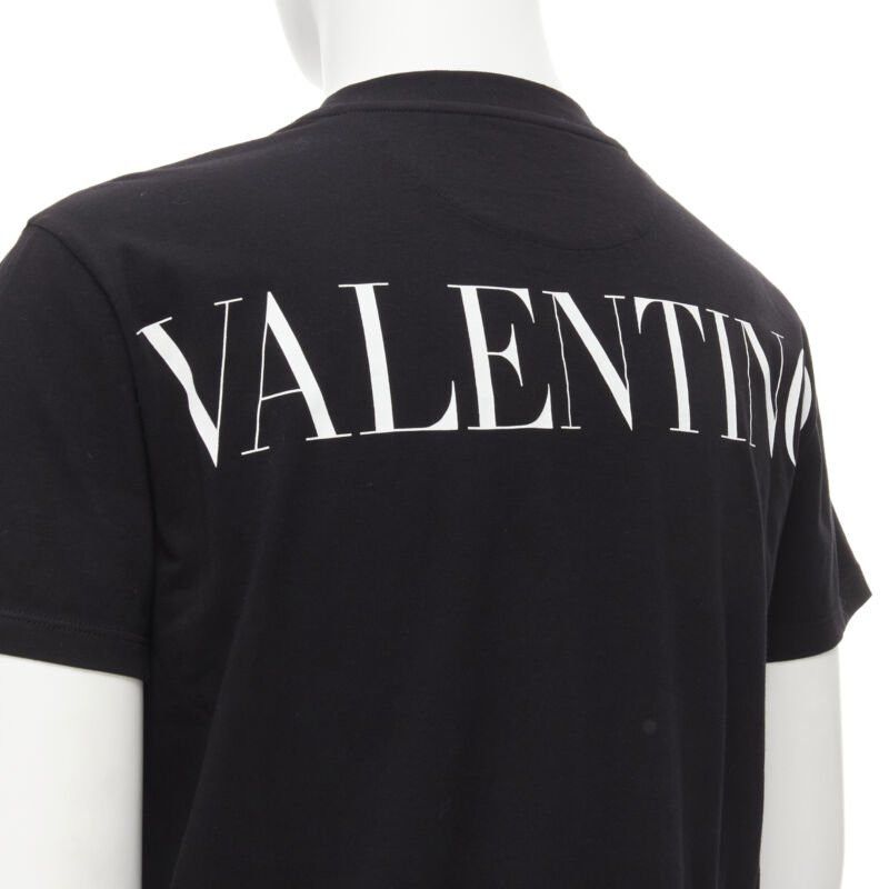 Valentino VALENTINO floral lace breast pocket white logo black cotton tshirt S Size US S / EU 44-46 / 1 - 7 Thumbnail