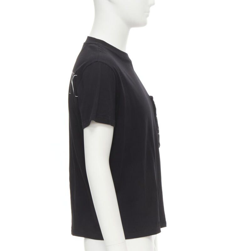 Valentino VALENTINO floral lace breast pocket white logo black cotton tshirt S Size US S / EU 44-46 / 1 - 5 Thumbnail
