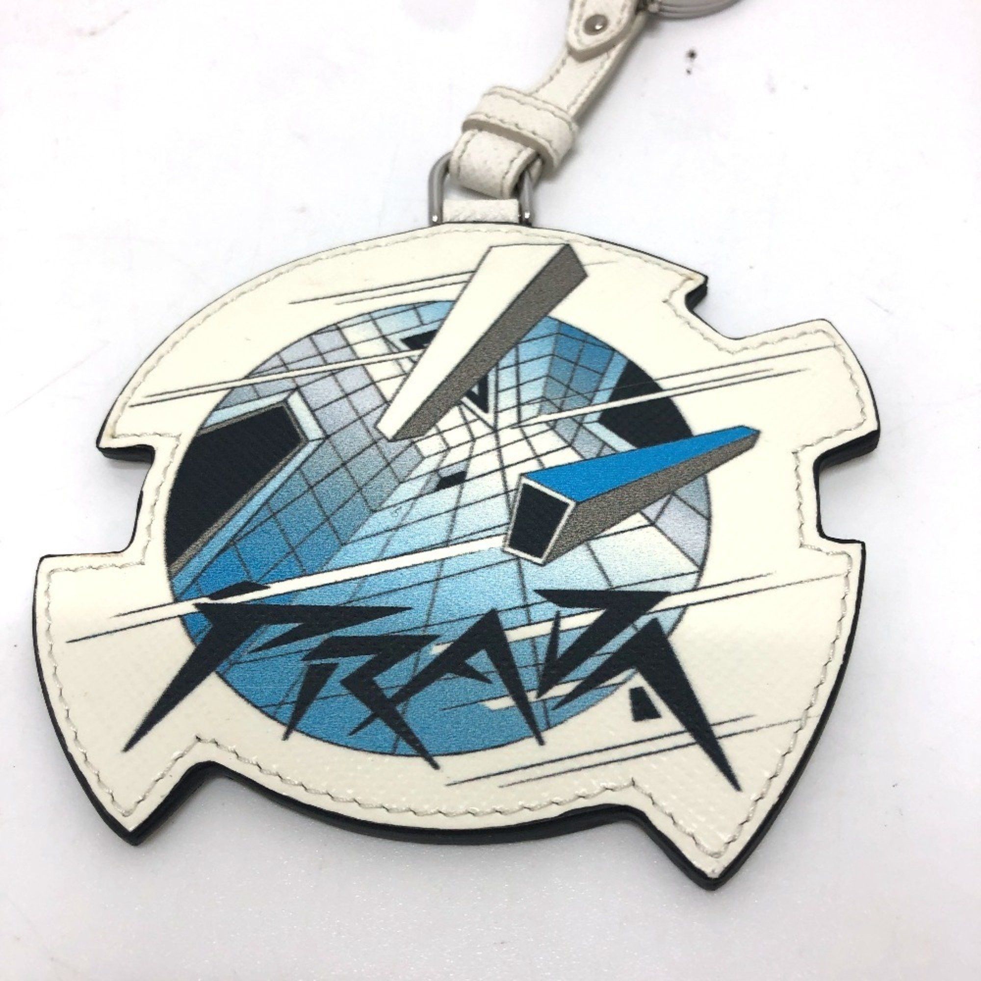 Prada PRADA 2TL296 Key Ring Charm Fashion Accessory Keychain Saffiano Leather Women's White Size ONE SIZE - 3 Thumbnail