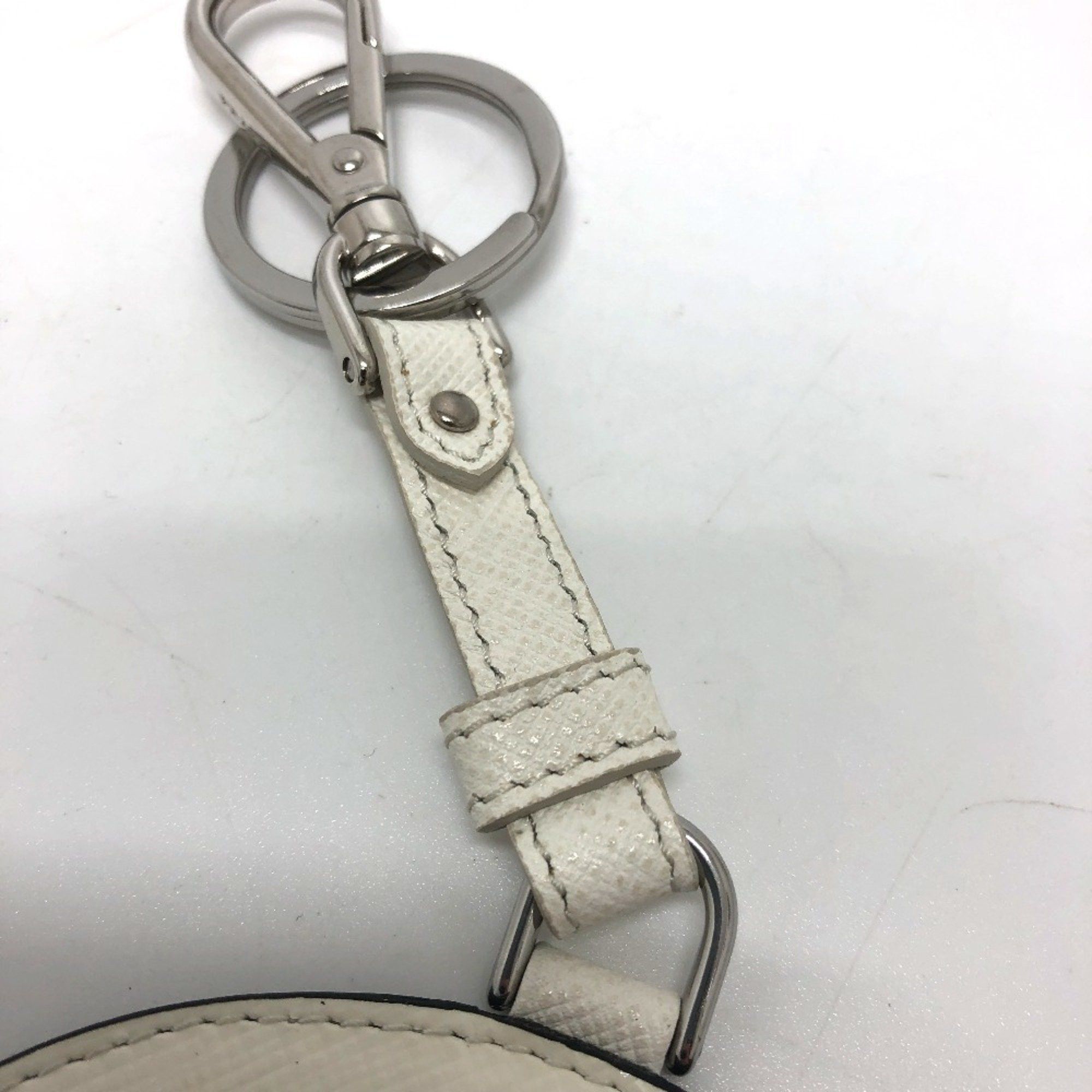 Prada PRADA 2TL296 Key Ring Charm Fashion Accessory Keychain Saffiano Leather Women's White Size ONE SIZE - 5 Thumbnail