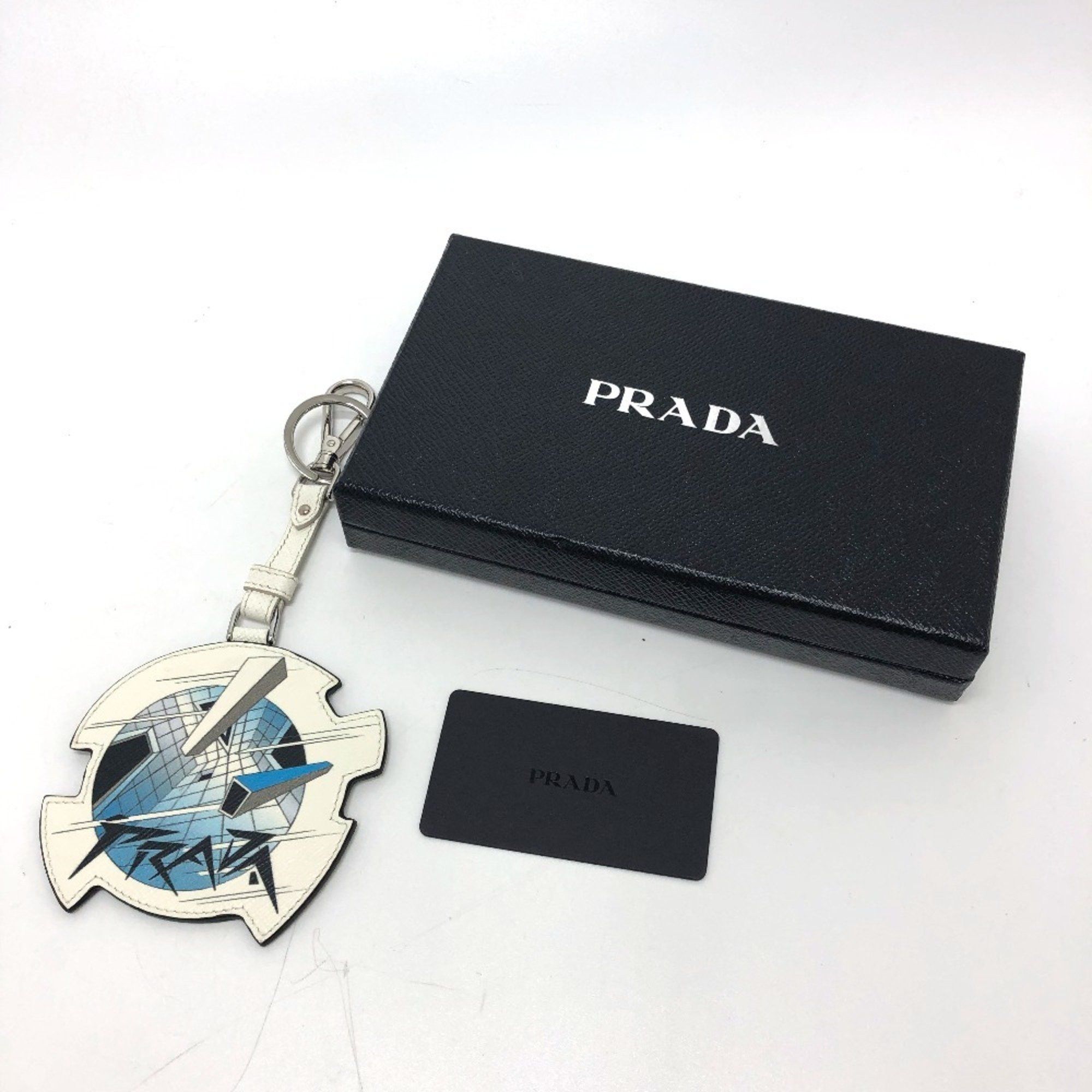 Prada PRADA 2TL296 Key Ring Charm Fashion Accessory Keychain Saffiano Leather Women's White Size ONE SIZE - 10 Thumbnail
