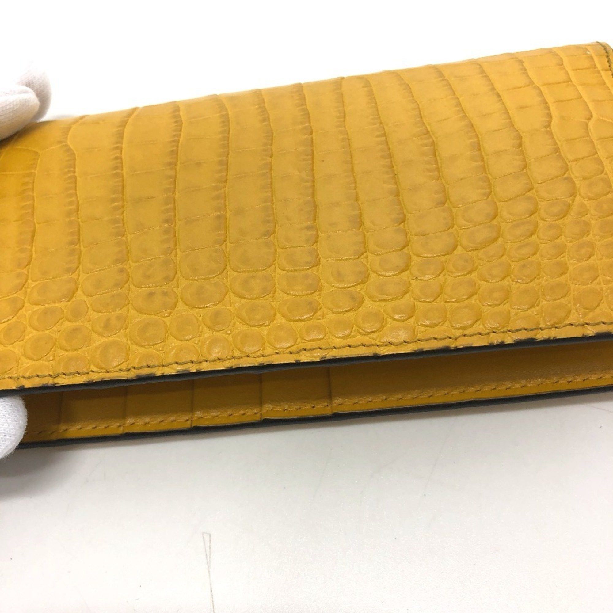 Jimmy Choo JIMMY CHOO Flap Logo Embossed Wallet, Long Bifold Leather, Women's, Yellow Size ONE SIZE - 6 Thumbnail