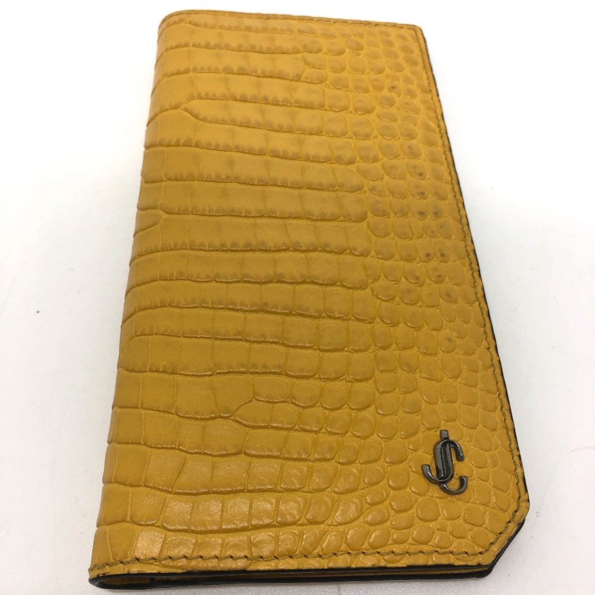 Jimmy Choo JIMMY CHOO Flap Logo Embossed Wallet, Long Bifold Leather, Women's, Yellow Size ONE SIZE - 3 Thumbnail