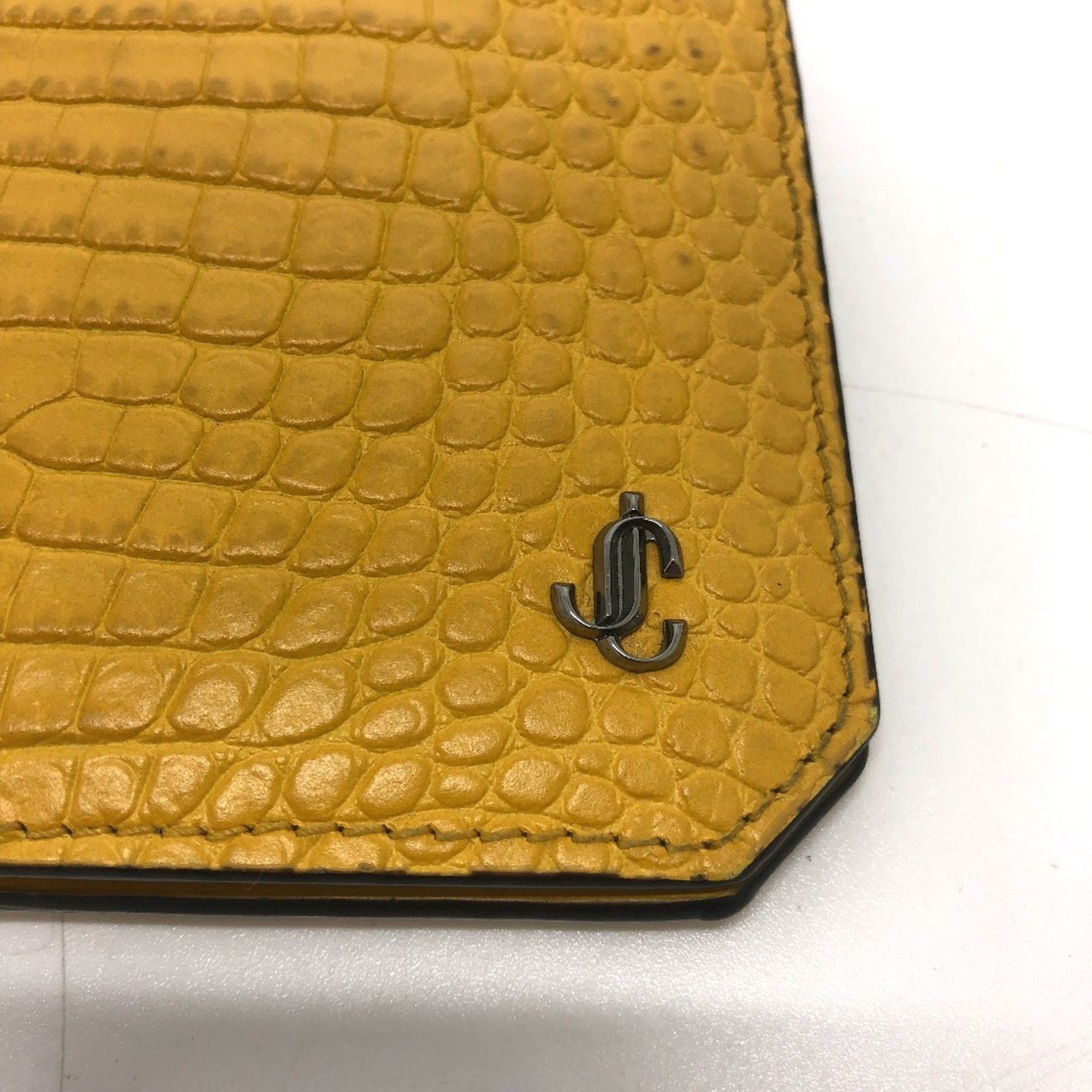 Jimmy Choo JIMMY CHOO Flap Logo Embossed Wallet, Long Bifold Leather, Women's, Yellow Size ONE SIZE - 5 Thumbnail