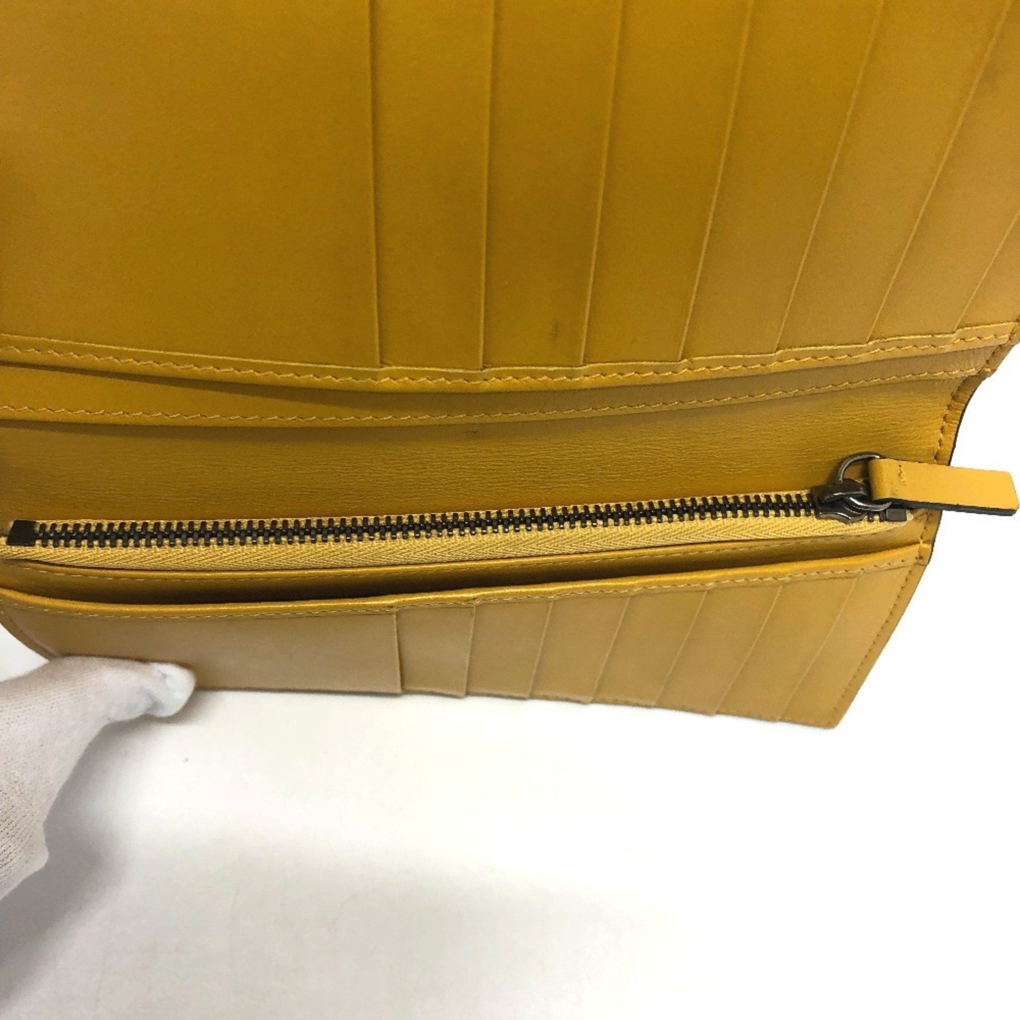 Jimmy Choo JIMMY CHOO Flap Logo Embossed Wallet, Long Bifold Leather, Women's, Yellow Size ONE SIZE - 11 Thumbnail