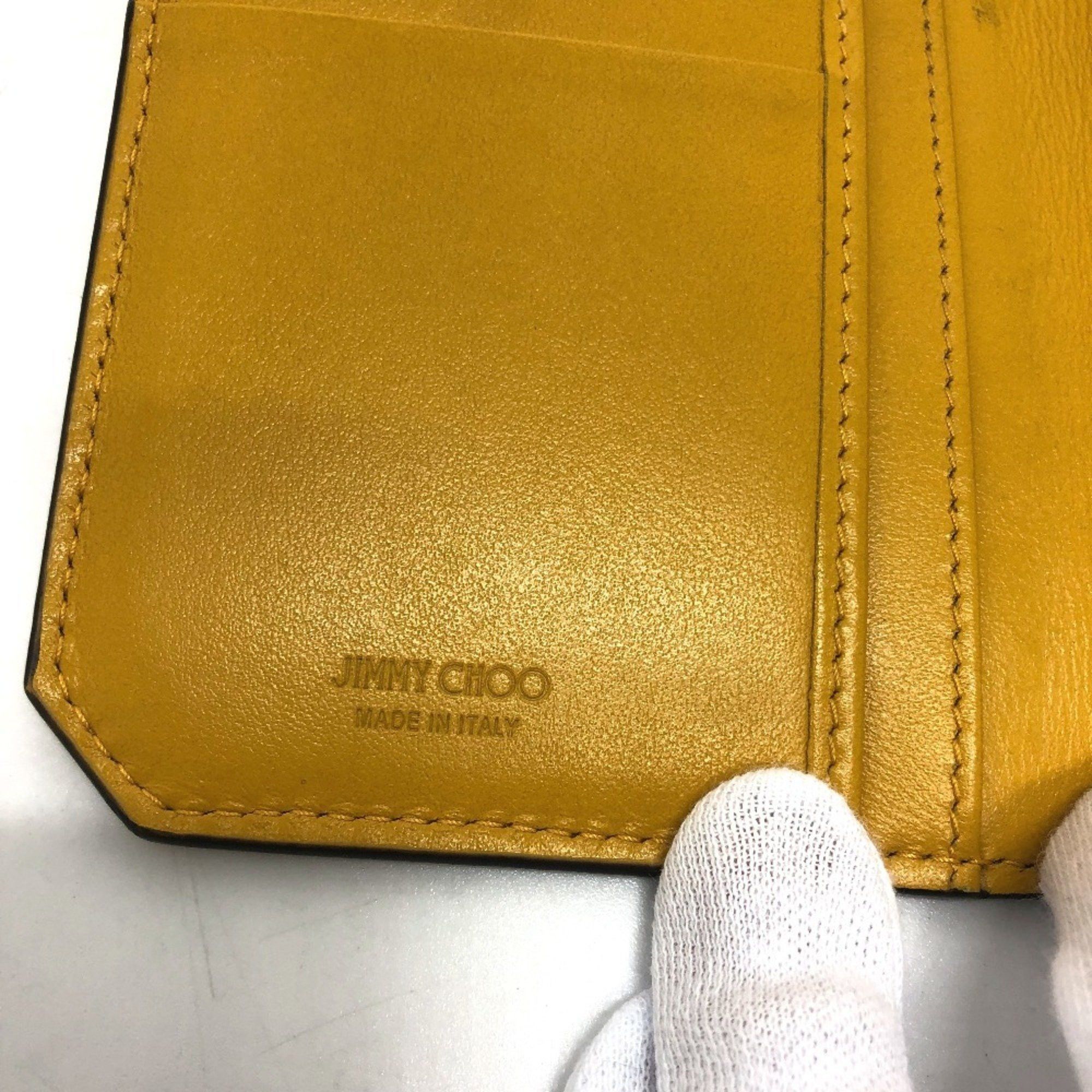 Jimmy Choo JIMMY CHOO Flap Logo Embossed Wallet, Long Bifold Leather, Women's, Yellow Size ONE SIZE - 8 Thumbnail