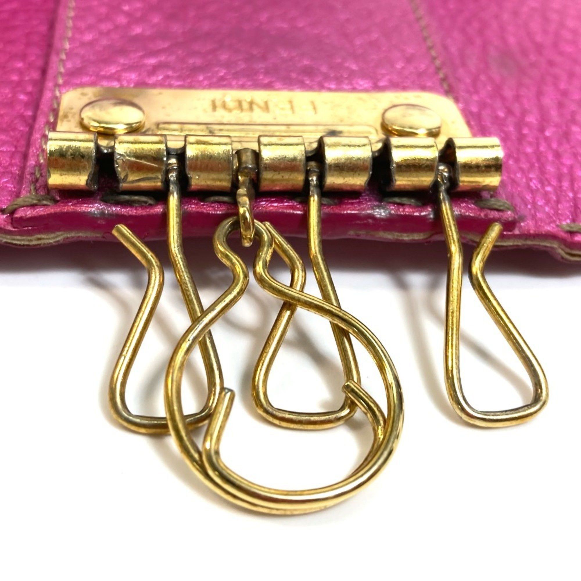 Fendi FENDI Selleria Key Ring Case in Metallic Pink Leather for Men Size ONE SIZE - 12 Thumbnail