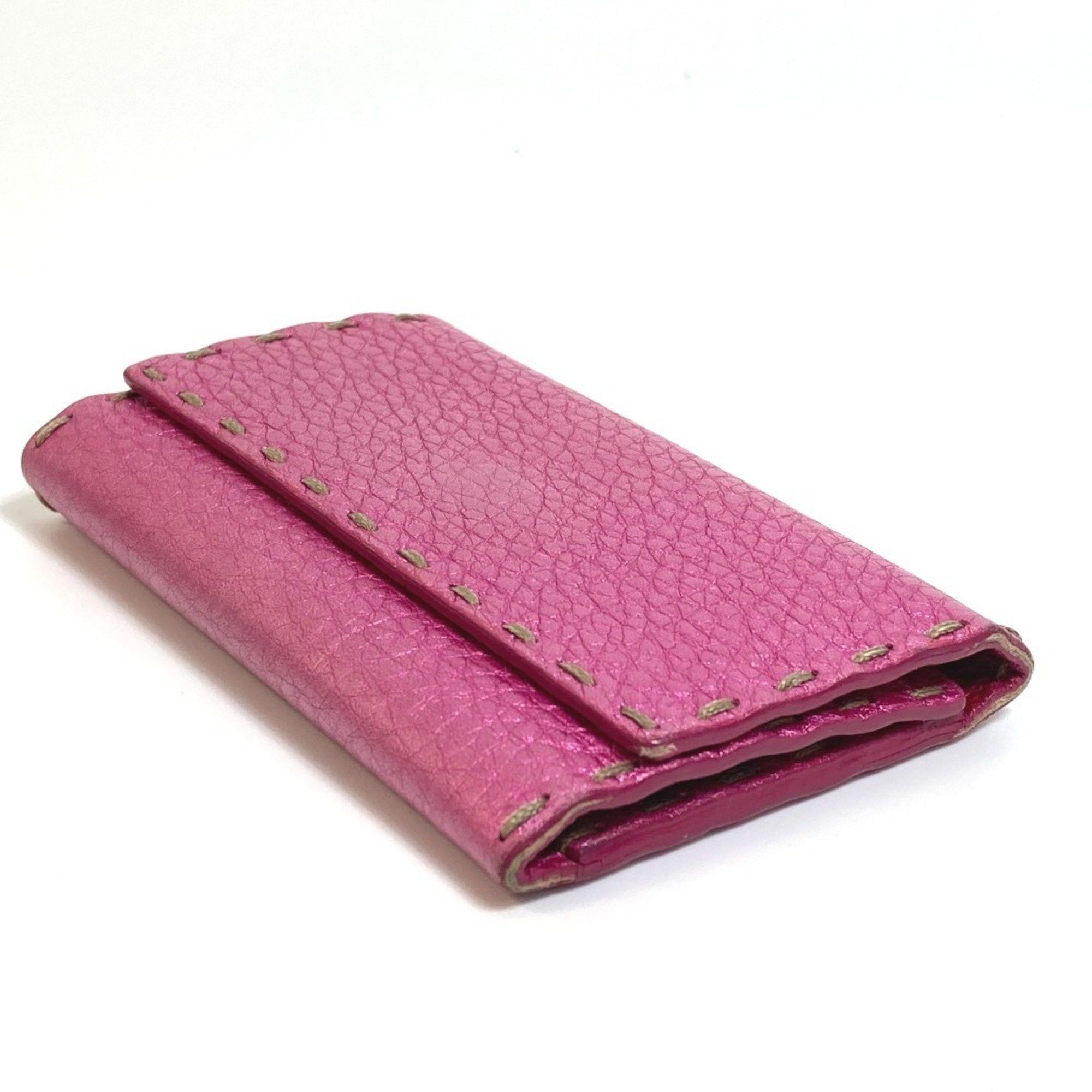 Fendi FENDI Selleria Key Ring Case in Metallic Pink Leather for Men Size ONE SIZE - 3 Thumbnail