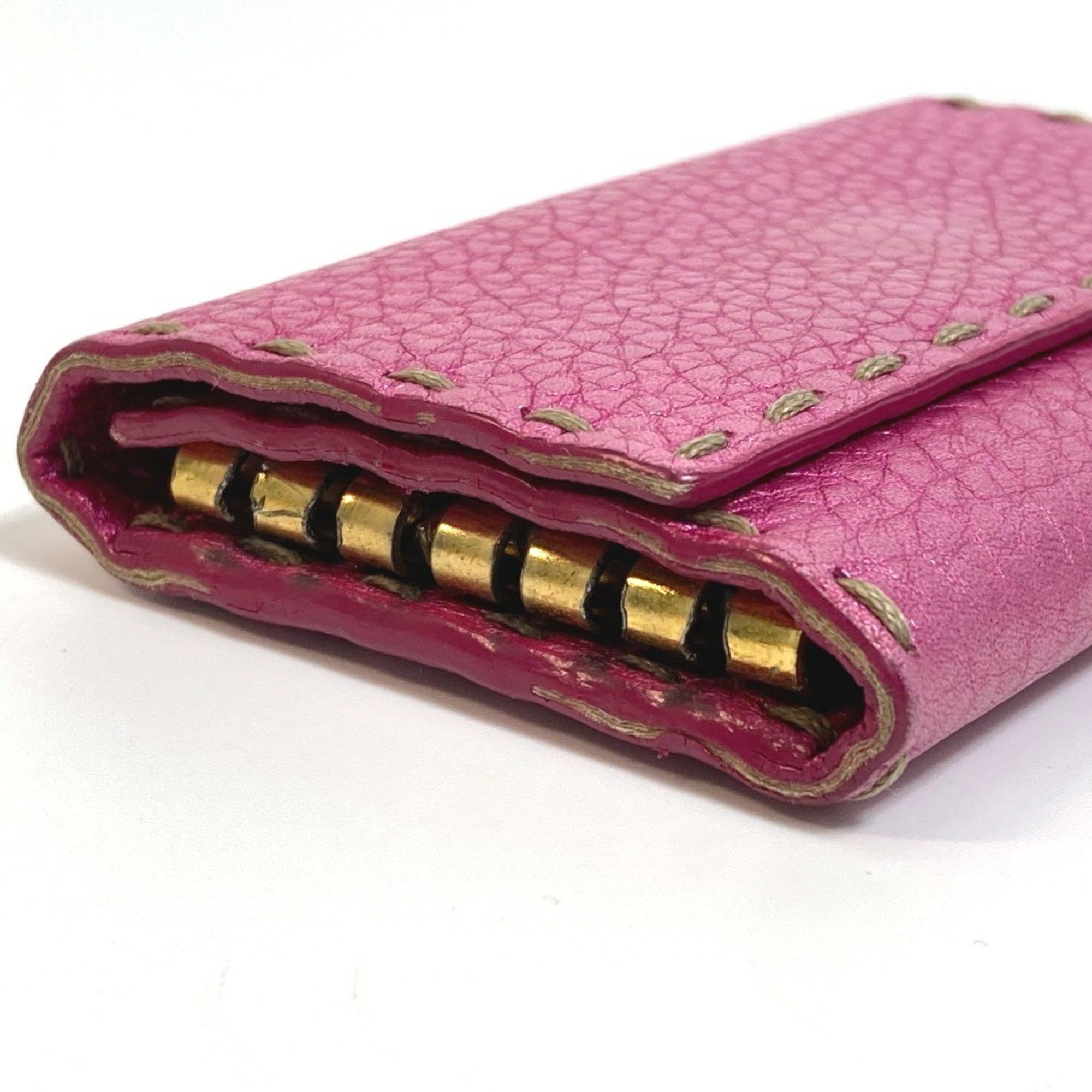 Fendi FENDI Selleria Key Ring Case in Metallic Pink Leather for Men Size ONE SIZE - 6 Thumbnail