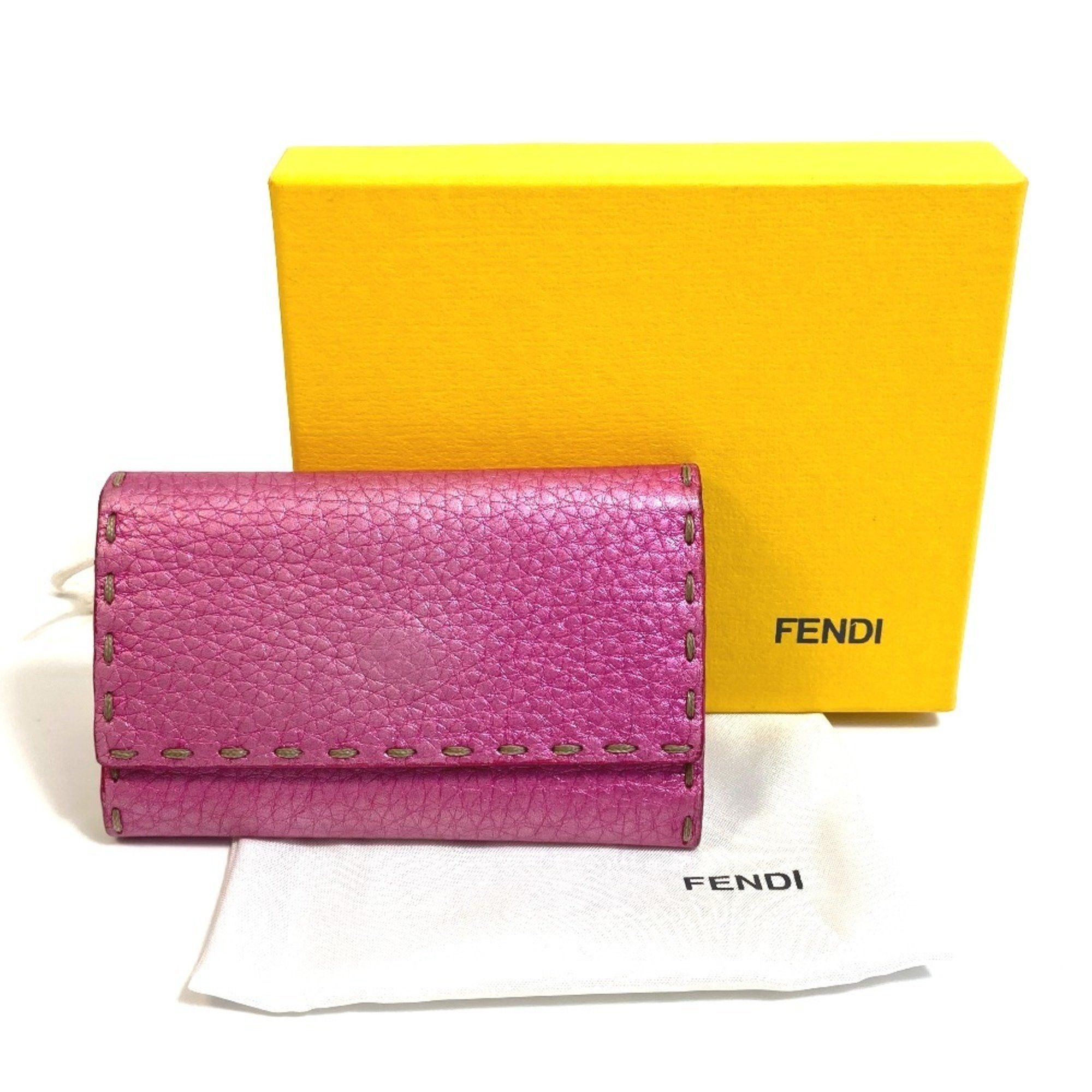 Fendi FENDI Selleria Key Ring Case in Metallic Pink Leather for Men Size ONE SIZE - 13 Thumbnail