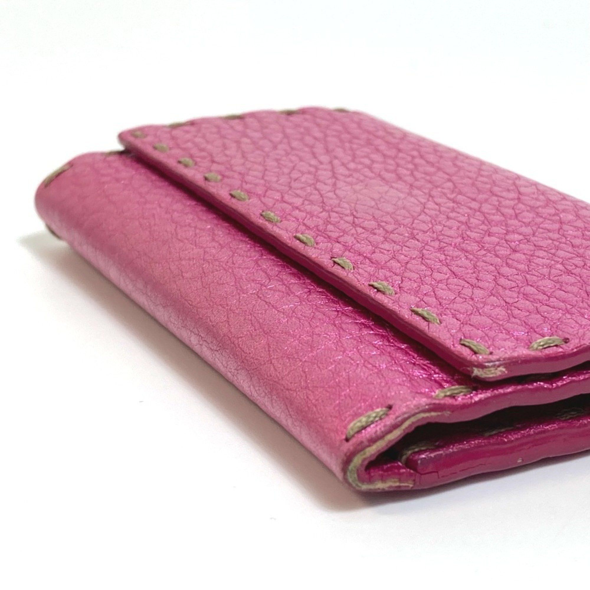 Fendi FENDI Selleria Key Ring Case in Metallic Pink Leather for Men Size ONE SIZE - 5 Thumbnail