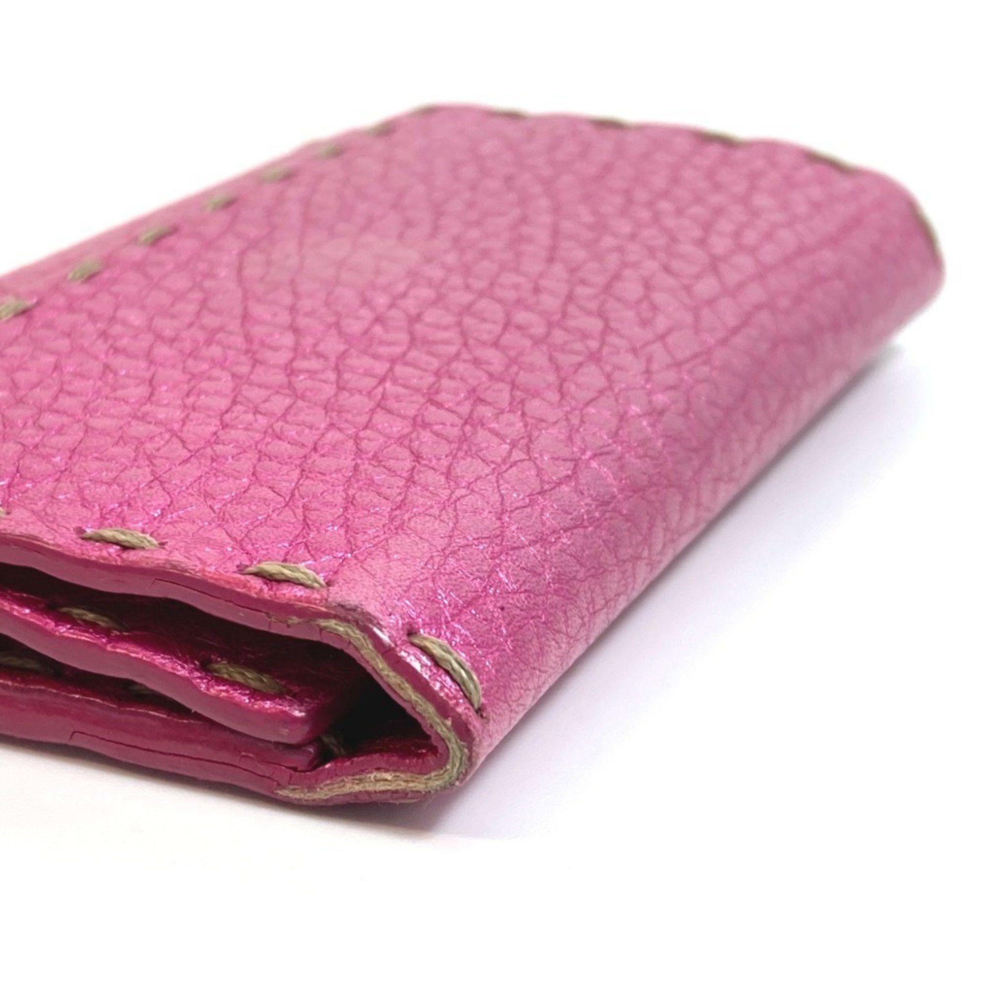 Fendi FENDI Selleria Key Ring Case in Metallic Pink Leather for Men Size ONE SIZE - 4 Thumbnail